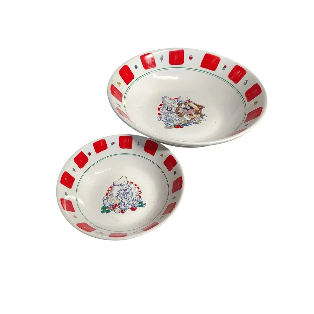 Vintage 1996 Warner Bros Looney Tunes Pasta Bowl Set